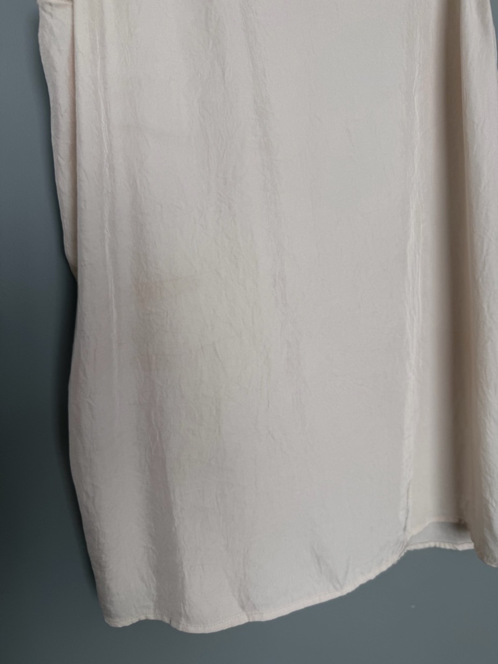 Vince Rib Trim High Neck Side Slit Beige Cream Sleeveless Shell Tank Top - Picture 5 of 13